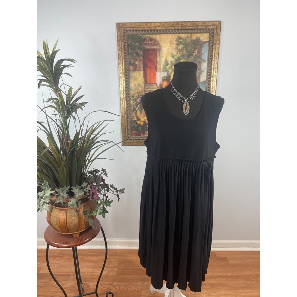 True Envy Maxi Dress Womens 16 Black Sleeveless Pleated‎ Sophisticated Lagenlook